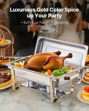Chafing Dish Buffet Set, 8 Qt 4 Pack, Stainless Steel Chafer with 2 Full Size and 4 Half Size Pans, Rectangle V952-ZFXBXGSTGK4J10ULXV0