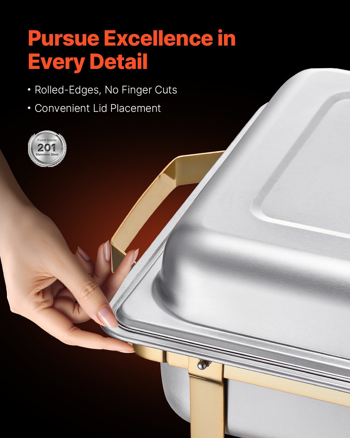 Chafing Dish Buffet Set, 8 Qt 4 Pack, Stainless Steel Chafer with 2 Full Size and 4 Half Size Pans, Rectangle V952-ZFXBXGSTGK4J10ULXV0