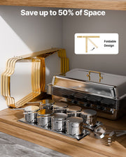 Chafing Dish Buffet Set, 8 Qt 4 Pack, Stainless Steel Chafer with 2 Full Size and 4 Half Size Pans, Rectangle V952-ZFXBXGSTGK4J10ULXV0