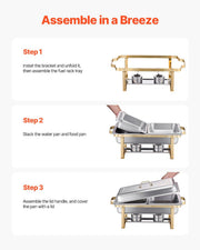 Chafing Dish Buffet Set, 8 Qt 4 Pack, Stainless Steel Chafer with 2 Full Size and 4 Half Size Pans, Rectangle V952-ZFXBXGSTGK4J10ULXV0