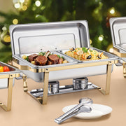 Chafing Dish Buffet Set, 8 Qt 4 Pack, Stainless Steel Chafer with 2 Full Size and 4 Half Size Pans, Rectangle V952-ZFXBXGSTGK4J10ULXV0