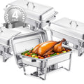 8 Qt 4 Pack Rectangle Chafing Dish Buffet Set Fullsize Pan Stainless Steel V952-ZFXBXGSTGK4JFAAX7V0