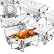 8 Qt 6 Pack Rectangle Chafing Dish Buffet Set Fullsize Pan Stainless Steel V952-ZFXBXGSTGK6JYRMTSV0