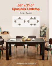 Rectangle Dining Table, 63 inch Length Large Wood Tables for 4-6 Person, Modern Dinner Furniture, Conference V952-ZFXCZBKTZQMDUVESOV0