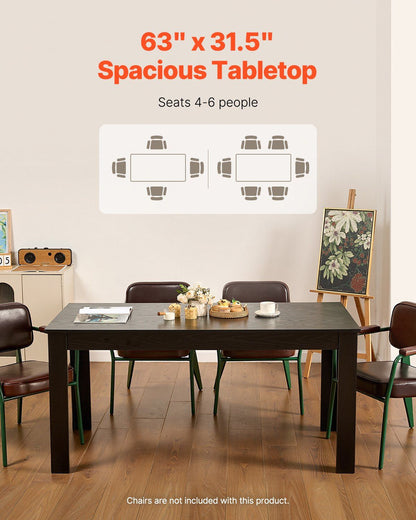 Rectangle Dining Table, 63 inch Length Large Wood Tables for 4-6 Person, Modern Dinner Furniture, Conference V952-ZFXCZBKTZQMDUVESOV0