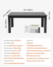 Rectangle Dining Table, 63 inch Length Large Wood Tables for 4-6 Person, Modern Dinner Furniture, Conference V952-ZFXCZBKTZQMDUVESOV0