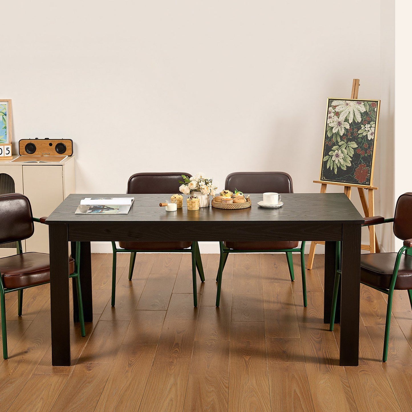 Rectangle Dining Table, 63 inch Length Large Wood Tables for 4-6 Person, Modern Dinner Furniture, Conference V952-ZFXCZBKTZQMDUVESOV0