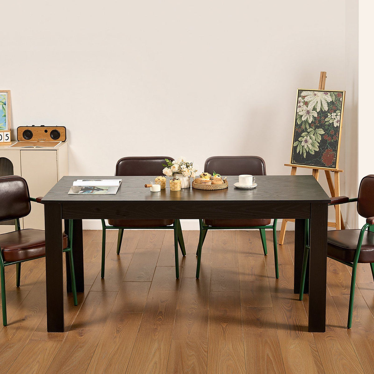 Rectangle Dining Table, 63 inch Length Large Wood Tables for 4-6 Person, Modern Dinner Furniture, Conference V952-ZFXCZBKTZQMDUVESOV0
