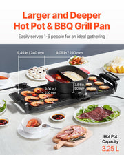 Hot Pot with Grill 2300W 2-in-1 Electric Smokeless BBQ with Removable Pot V952-ZFXDHG12YCLY1H507V3