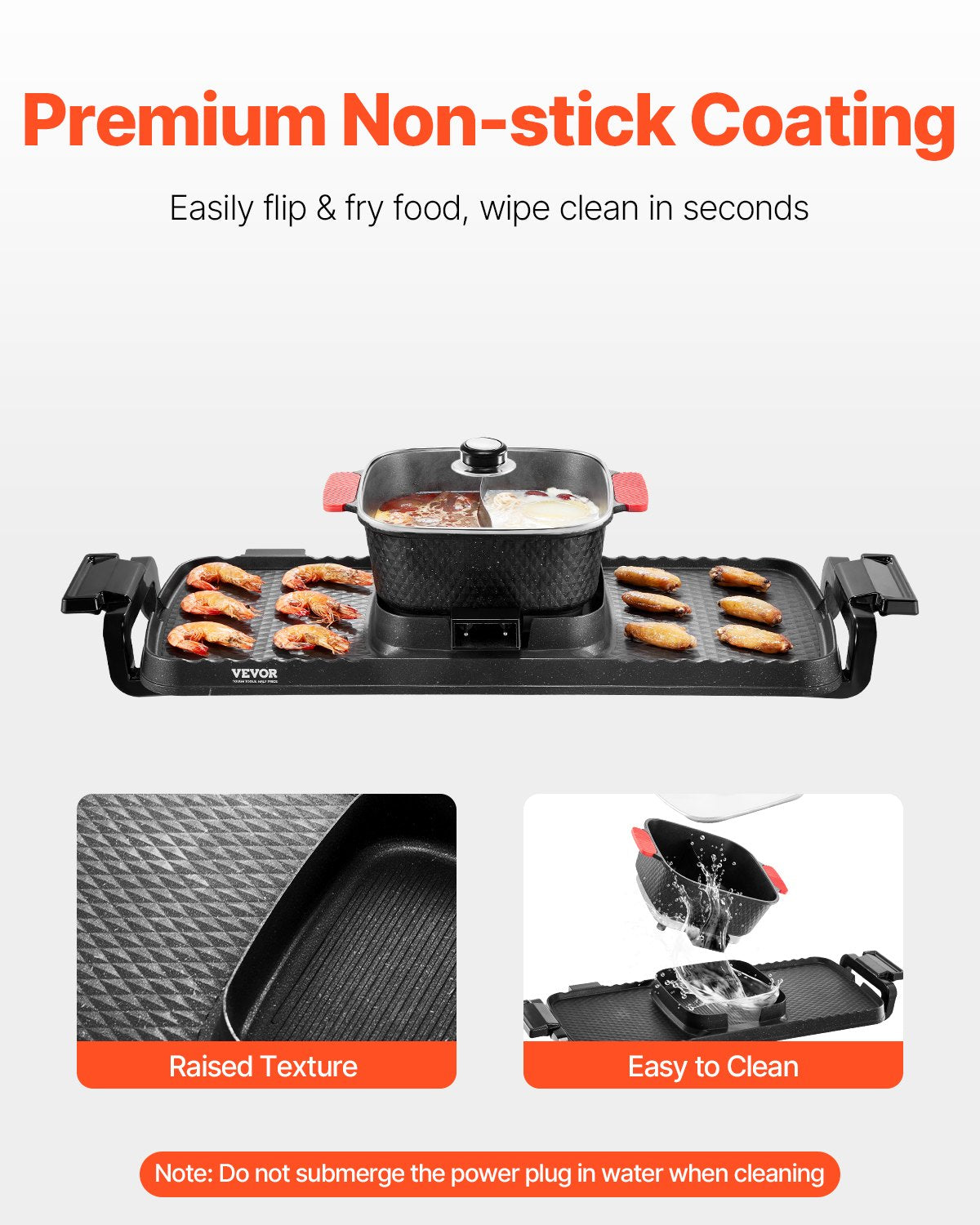 Hot Pot with Grill 2300W 2-in-1 Electric Smokeless BBQ with Removable Pot V952-ZFXDHG12YCLY1H507V3