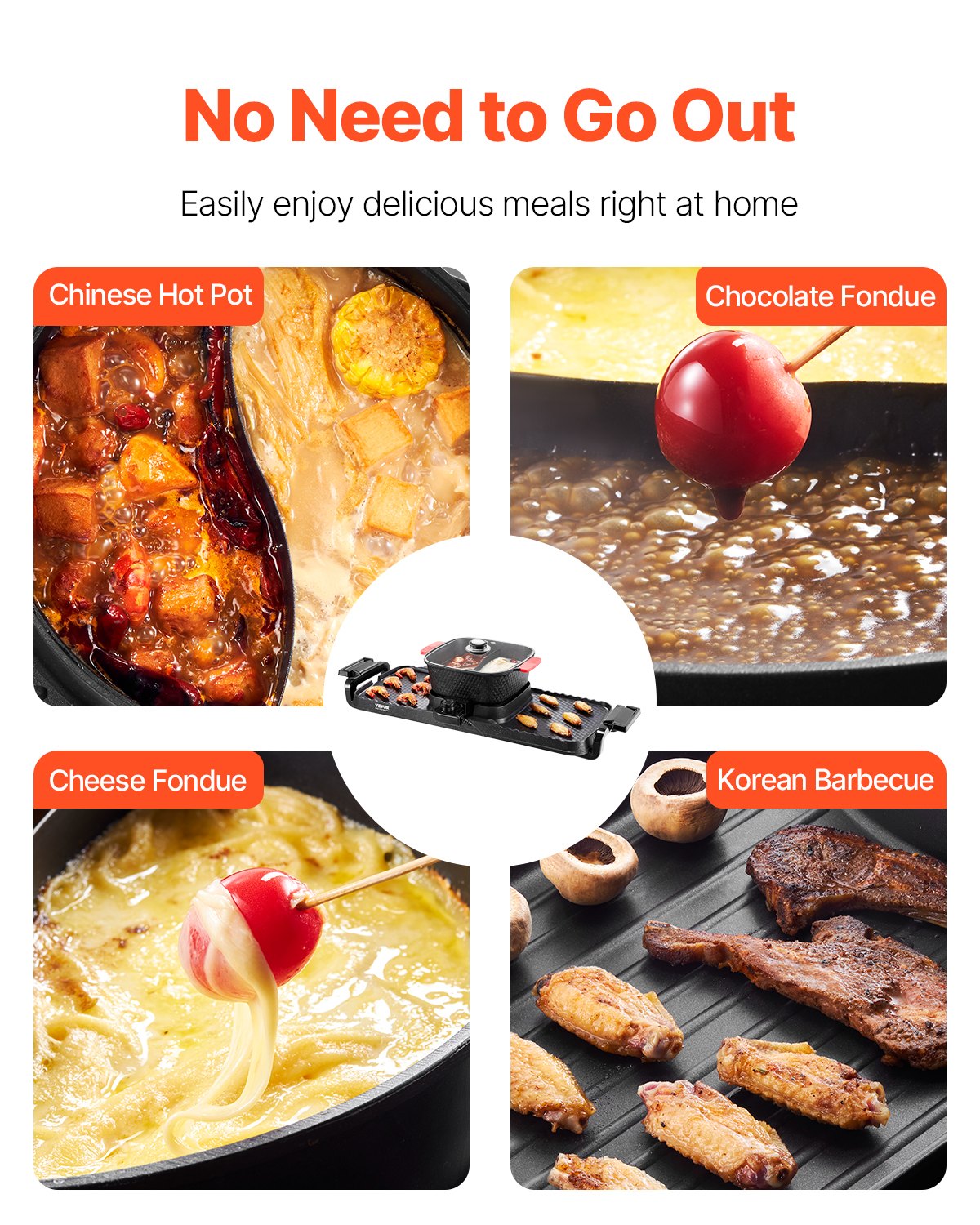 Hot Pot with Grill 2300W 2-in-1 Electric Smokeless BBQ with Removable Pot V952-ZFXDHG12YCLY1H507V3