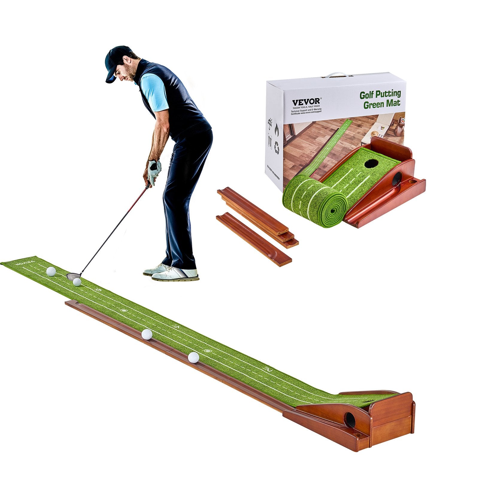 Golf Putting Mat, 1 Hole Indoor Golf Putting Green, Wrinkle-Free Golf Training Aid, Mini Golf Accessory with V952-ZFXKZDHQTGDLUGZN2V0
