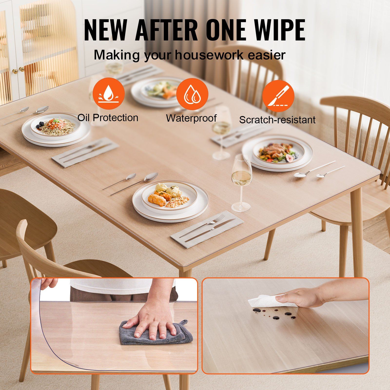 Plastic Table Cover, 24 x 48 Inch 1.5 mm Thick Frosted Table Protector, Rectangle PVC Desk Mat, Waterproof & V952-ZFXPVCZB24X4IJJHQV0