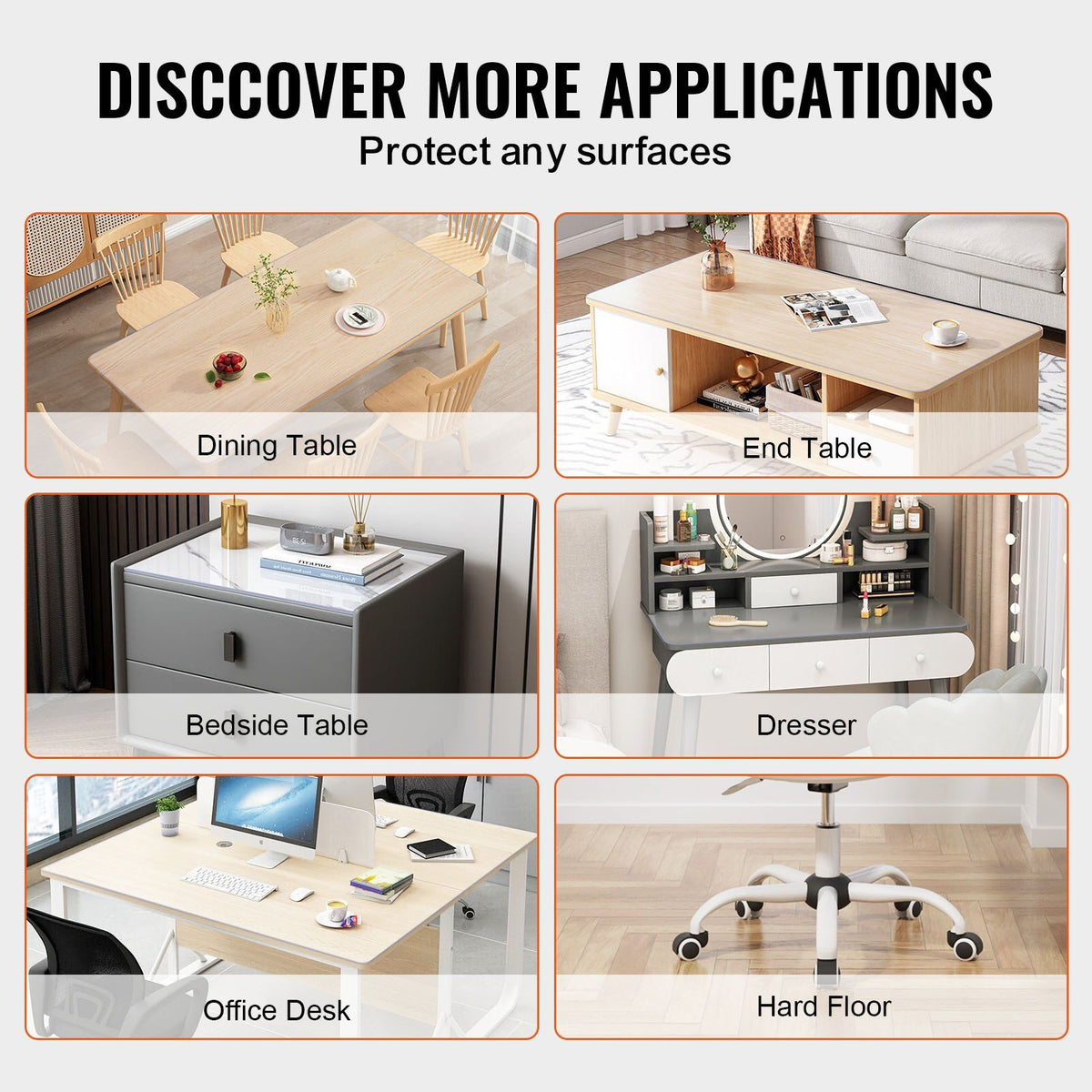 Plastic Table Cover, 30 x 60 Inch 1.5 mm Thick Clear Table Protector, Rectangle PVC Desk Mat, Waterproof & V952-ZFXPVCZB30X66LKCKV0