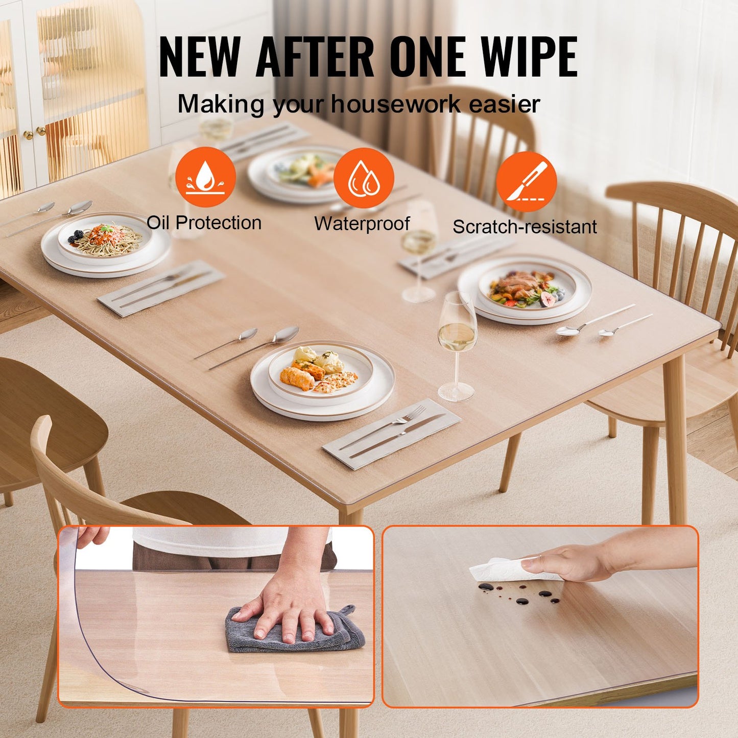 Plastic Table Cover, 36 x 60 Inch 1.5 mm Thick Frosted Table Protector, Rectangle PVC Desk Mat, Waterproof & V952-ZFXPVCZB36X6RMCUDV0