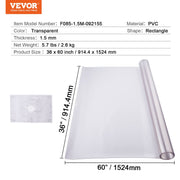 Plastic Table Cover, 36 x 60 Inch 1.5 mm Thick Frosted Table Protector, Rectangle PVC Desk Mat, Waterproof & V952-ZFXPVCZB36X6RMCUDV0