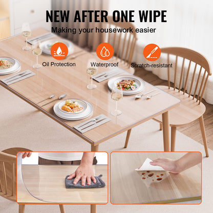 Plastic Table Cover, 40 x 60 Inch 1.5 mm Thick Clear Table Protector, Rectangle PVC Desk Mat, Waterproof & V952-ZFXPVCZB40X630CH4V0