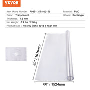 Plastic Table Cover, 40 x 60 Inch 1.5 mm Thick Clear Table Protector, Rectangle PVC Desk Mat, Waterproof & V952-ZFXPVCZB40X630CH4V0