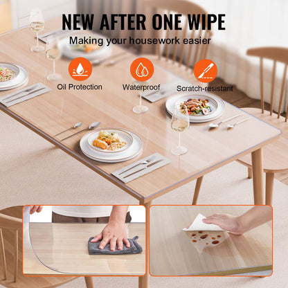 Plastic Table Cover, 40 x 60 Inch 2.0 mm Thick Clear Table Protector, Rectangle PVC Desk Mat, Waterproof & V952-ZFXPVCZB40X69S840V0