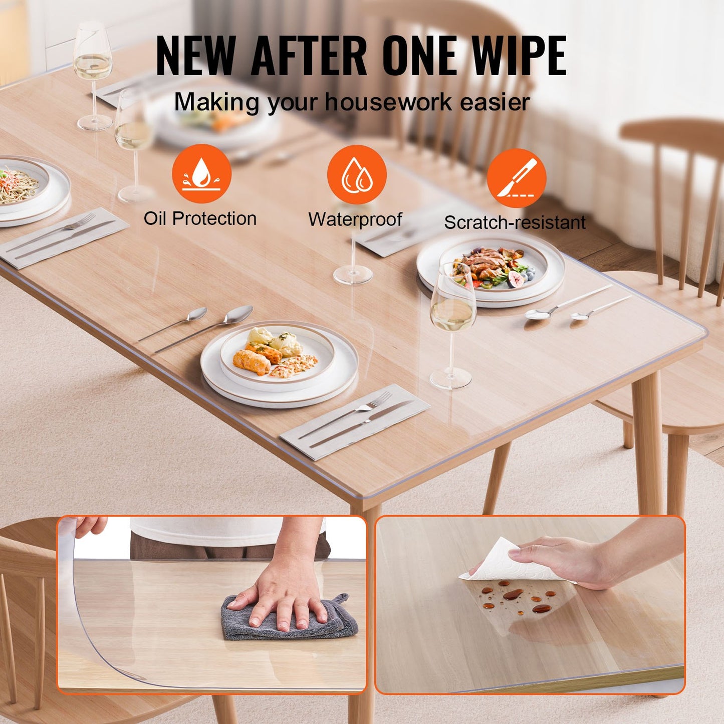 Plastic Table Cover, 42 x 60 Inch 2.0 mm Thick Clear Table Protector, Rectangle PVC Desk Mat, Waterproof & V952-ZFXPVCZB42X6Q83CQV0
