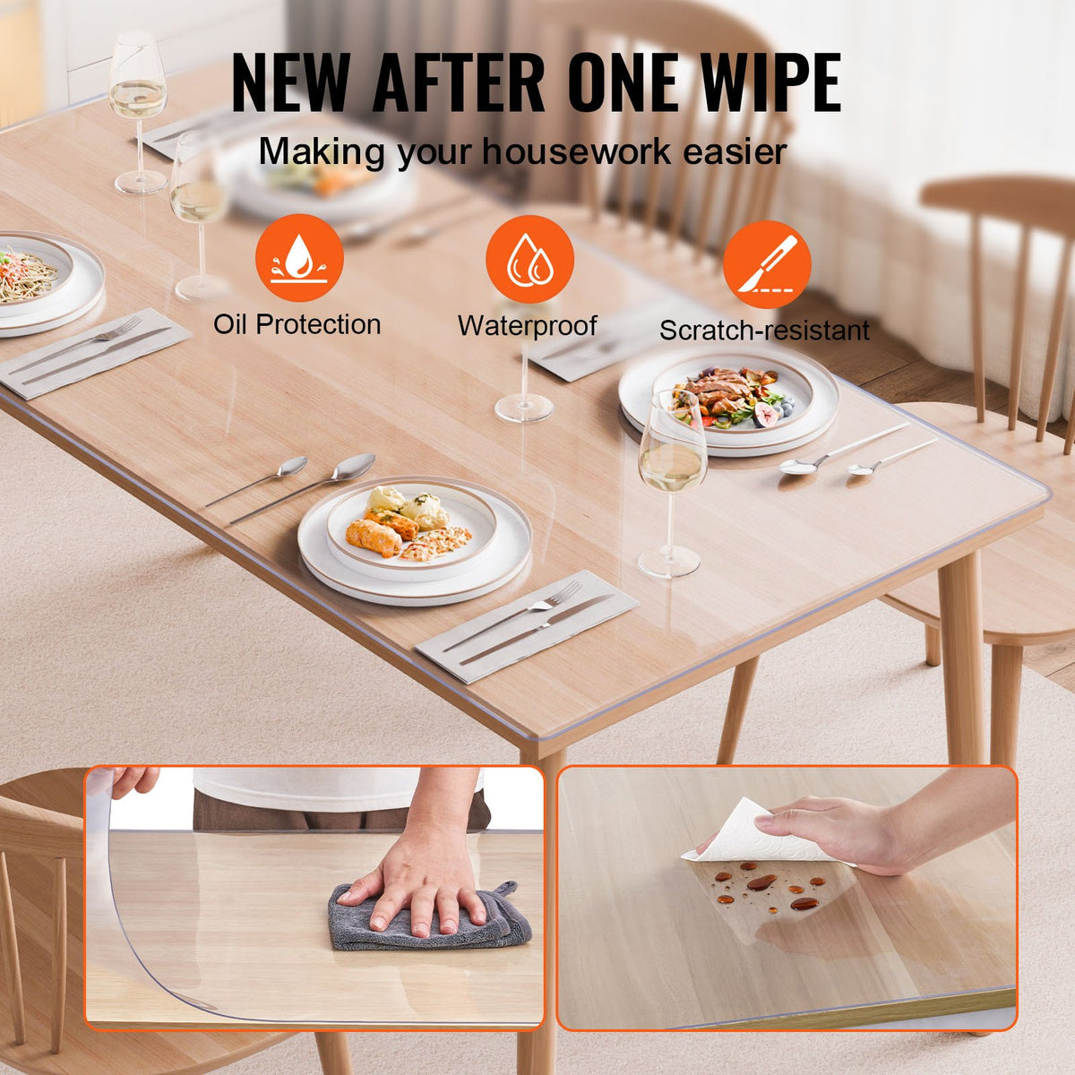 Plastic Table Cover, 42 x 60 Inch 2.0 mm Thick Clear Table Protector, Rectangle PVC Desk Mat, Waterproof & V952-ZFXPVCZB42X6Q83CQV0
