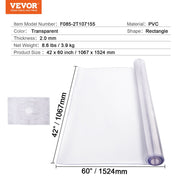 Plastic Table Cover, 42 x 60 Inch 2.0 mm Thick Clear Table Protector, Rectangle PVC Desk Mat, Waterproof & V952-ZFXPVCZB42X6Q83CQV0