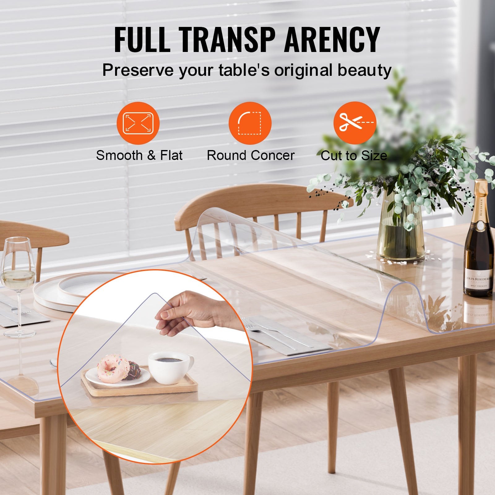 Plastic Table Cover, 42 x 72 Inch 2.0 mm Thick Clear Table Protector, Rectangle PVC Desk Mat, Waterproof & V952-ZFXPVCZB42X7FCC6CV0
