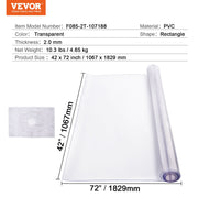 Plastic Table Cover, 42 x 72 Inch 2.0 mm Thick Clear Table Protector, Rectangle PVC Desk Mat, Waterproof & V952-ZFXPVCZB42X7FCC6CV0