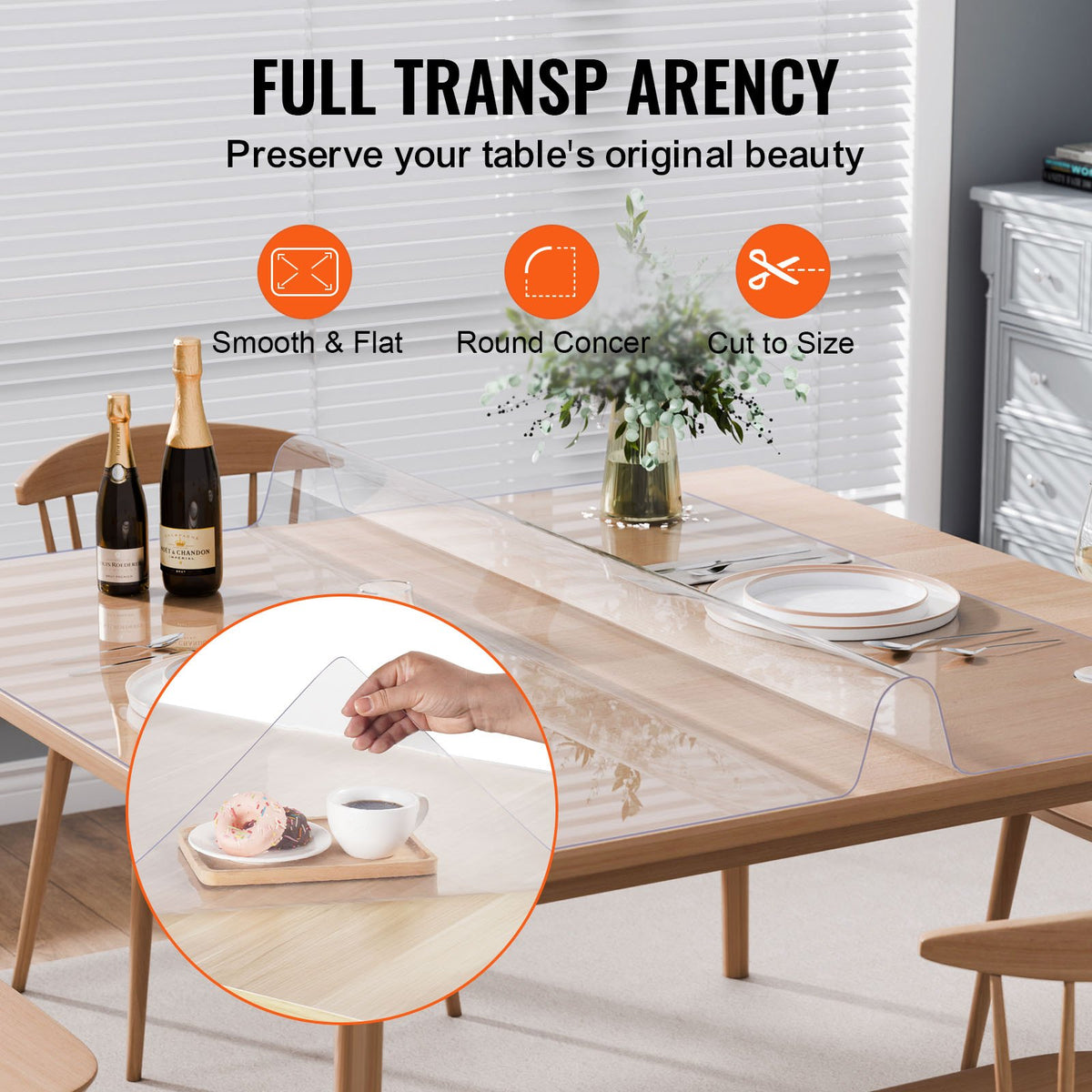 Plastic Table Cover, 54 x 54 Inch 2.0 mm Thick Clear Table Protector, Square PVC Desk Mat, Waterproof & Easy V952-ZFXPVCZB54X5ITNPIV0