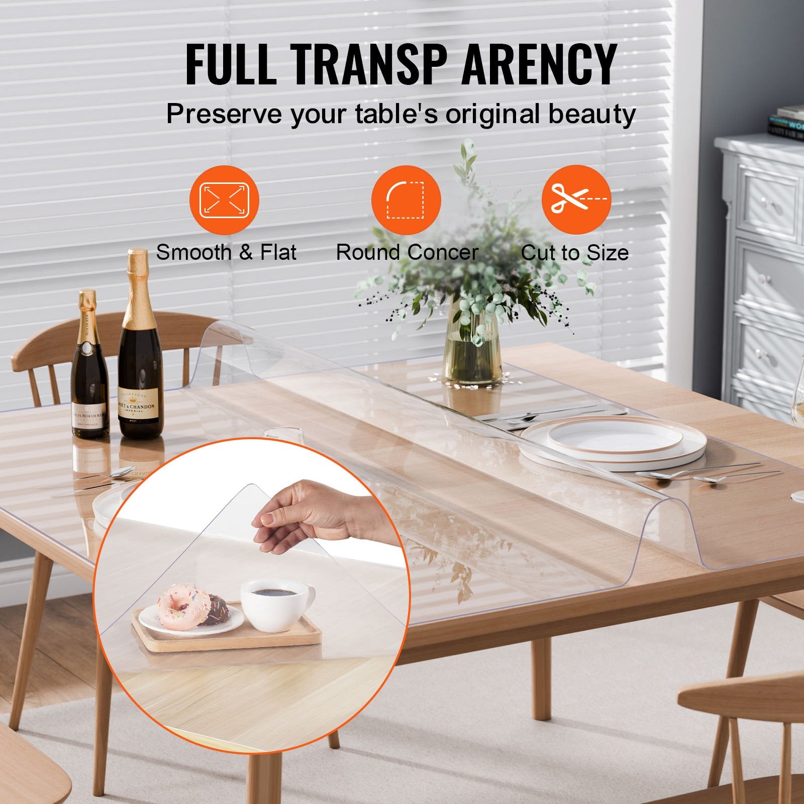 Plastic Table Cover, 54 x 54 Inch 2.0 mm Thick Clear Table Protector, Square PVC Desk Mat, Waterproof & Easy V952-ZFXPVCZB54X5ITNPIV0