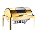 Roll Top Chafing Dish Buffet Complete Set, 9Qt Stainless Steel Chafer with Full Size Pan, Rectangle Catering V952-ZFXQFGK1JTJSEAIBSV0