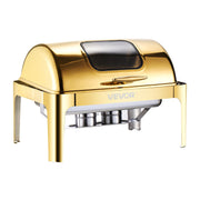 Roll Top Chafing Dish Buffet Complete Set, 9Qt Stainless Steel Chafer with Full Size Pan, Rectangle Catering V952-ZFXQFGK1JTJSEAIBSV0