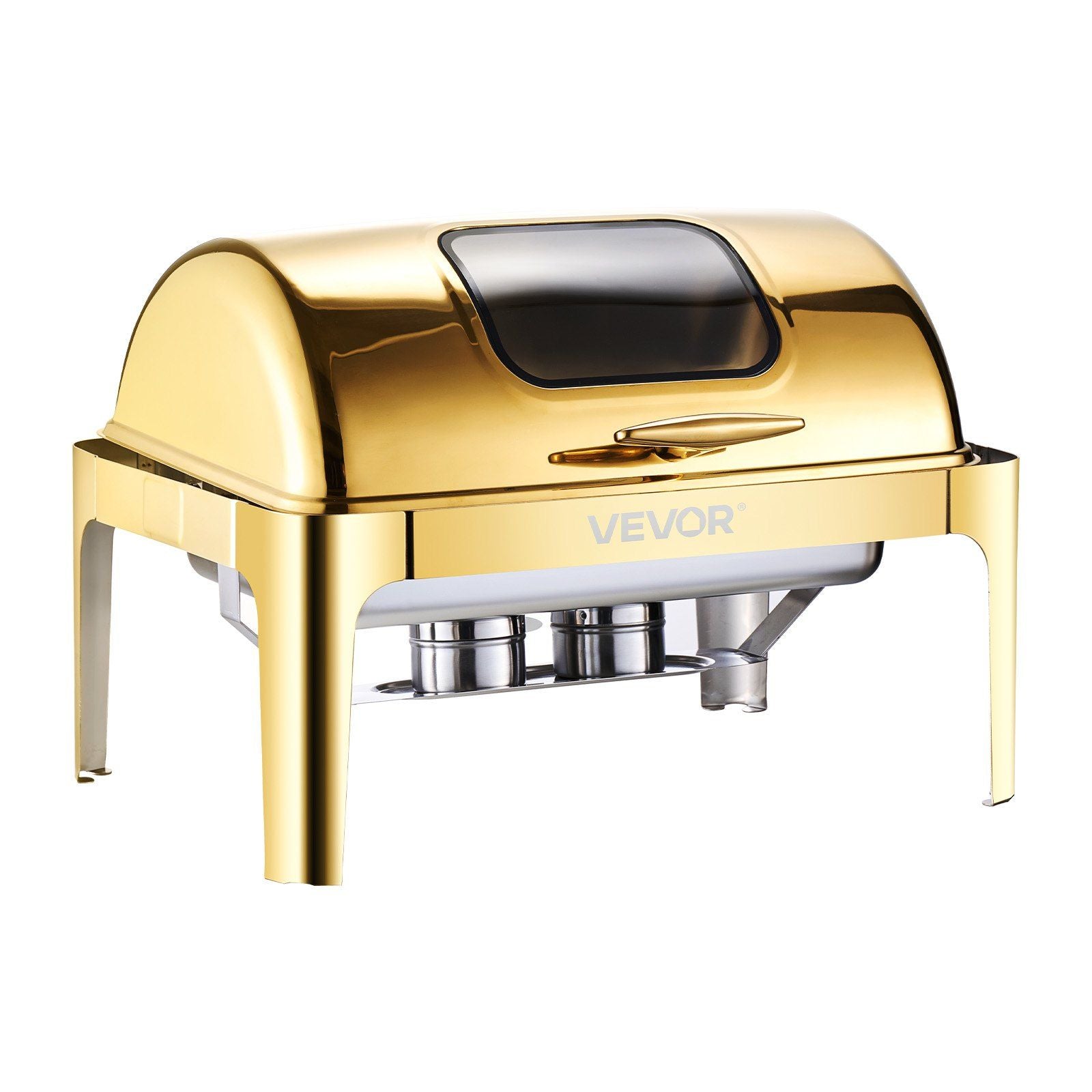 Roll Top Chafing Dish Buffet Complete Set, 9Qt Stainless Steel Chafer with Full Size Pan, Rectangle Catering V952-ZFXQFGK1JTJSEAIBSV0