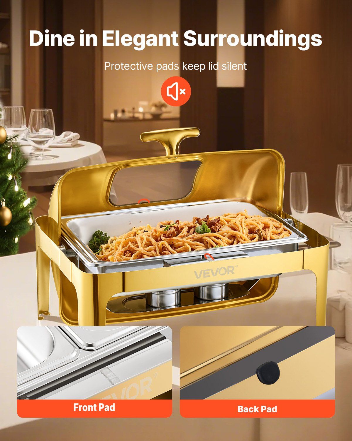 Roll Top Chafing Dish Buffet Complete Set, 9Qt Stainless Steel Chafer with Full Size Pan, Rectangle Catering V952-ZFXQFGK1JTJSEAIBSV0