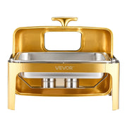 Roll Top Chafing Dish Buffet Complete Set, 9Qt Stainless Steel Chafer with Full Size Pan, Rectangle Catering V952-ZFXQFGK1JTJSEAIBSV0