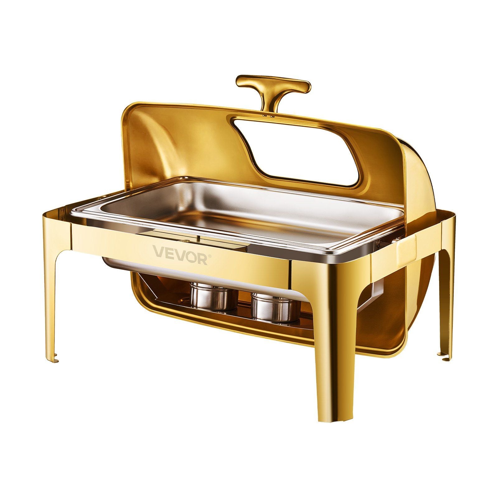 Roll Top Chafing Dish Buffet Complete Set, 9Qt Stainless Steel Chafer with Full Size Pan, Rectangle Catering V952-ZFXQFGK1JTJSEAIBSV0