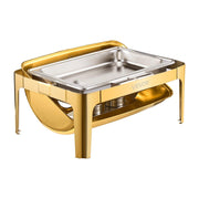 Roll Top Chafing Dish Buffet Complete Set, 9Qt Stainless Steel Chafer with Full Size Pan, Rectangle Catering V952-ZFXQFGK1JTJSEAIBSV0