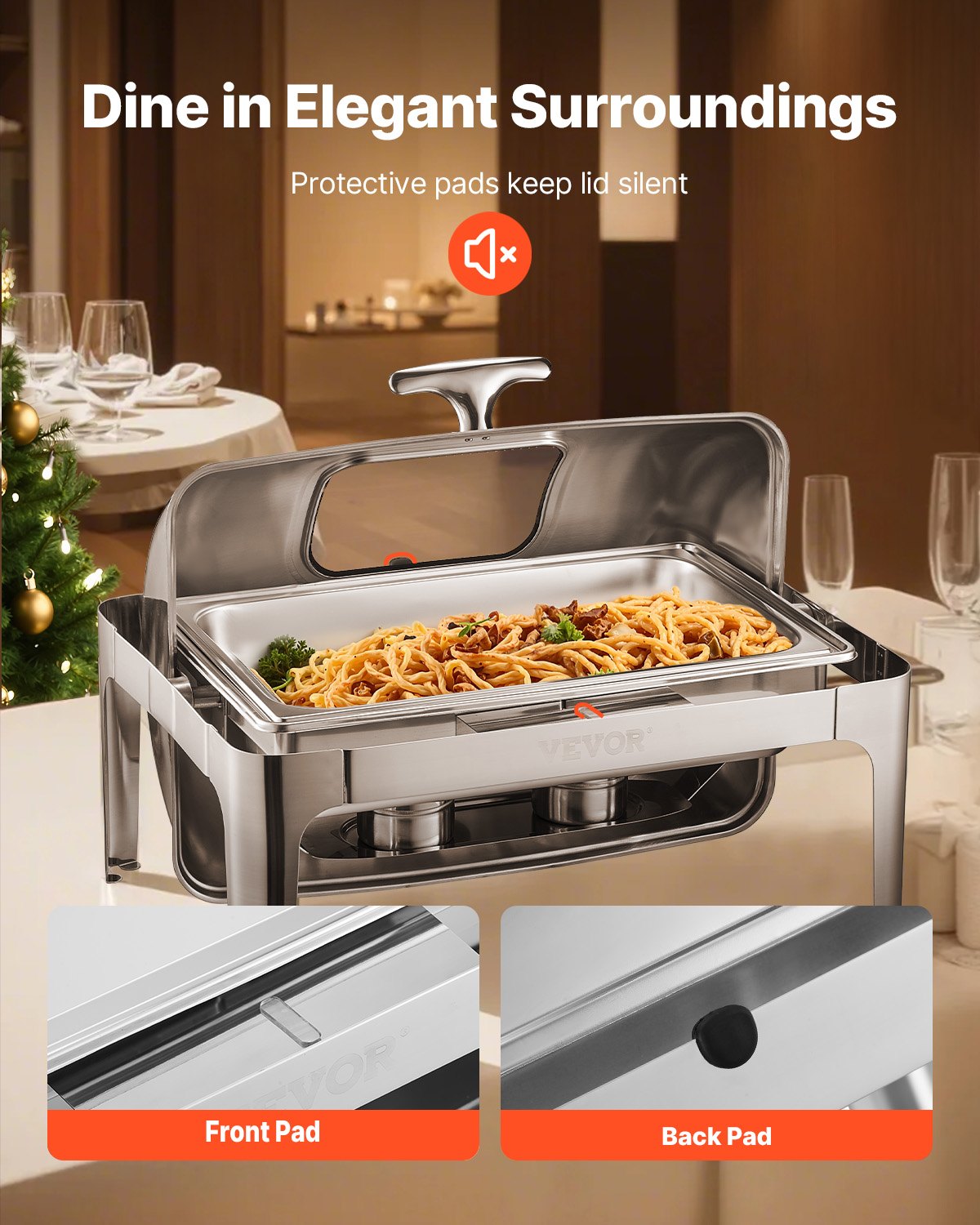 Roll Top Chafing Dish Buffet Complete Set, 9 Qt 1 Pack Stainless Steel Chafer with 2 Half Size Pans, V952-ZFXQFGK1JTYS0BDQ9V0