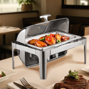 Roll Top Chafing Dish Buffet Complete Set, 9 Qt 1 Pack Stainless Steel Chafer with 2 Half Size Pans, V952-ZFXQFGK1JTYS0BDQ9V0