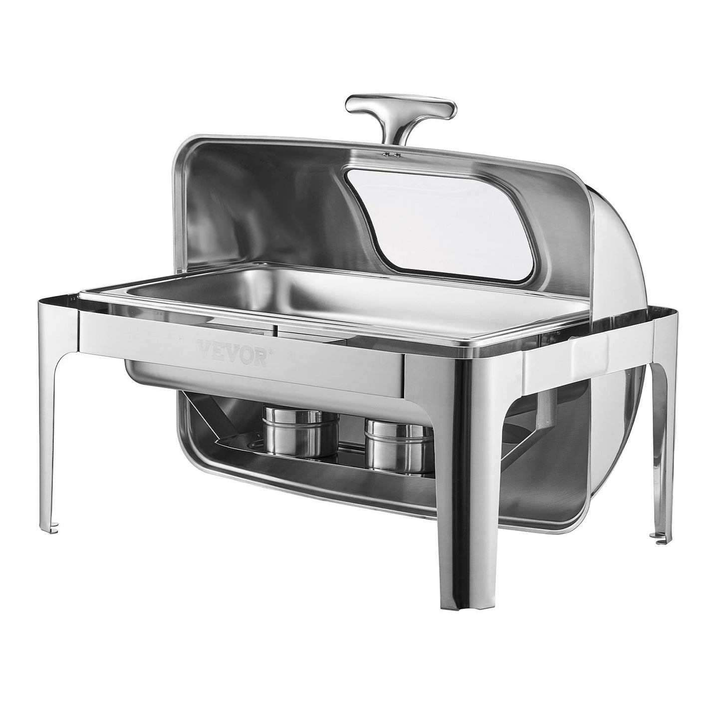 Roll Top Chafing Dish Buffet Complete Set, 9 Qt 1 Pack Stainless Steel Chafer with 2 Half Size Pans, V952-ZFXQFGK1JTYS0BDQ9V0