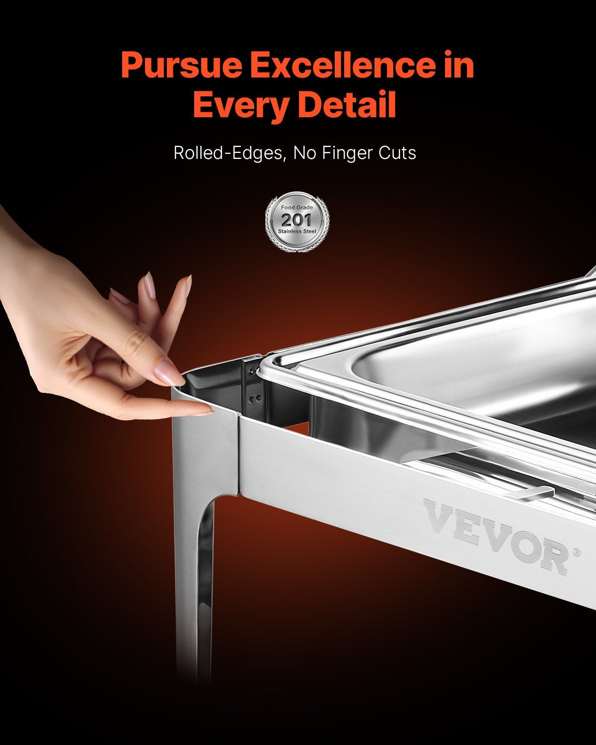 Roll Top Chafing Dish Buffet Complete Set, 9Qt Stainless Steel Chafer with Full Size Pan, Rectangle Catering V952-ZFXQFGK1JTYSNU6QFV0