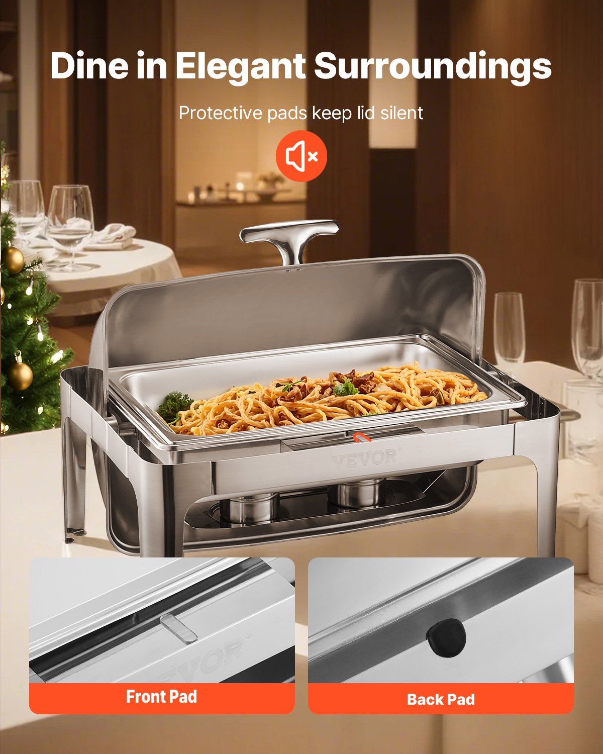 Roll Top Chafing Dish Buffet Complete Set, 9Qt Stainless Steel Chafer with Full Size Pan, Rectangle Catering V952-ZFXQFGK1JTYSNU6QFV0