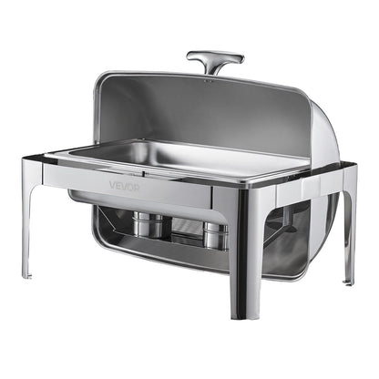 Roll Top Chafing Dish Buffet Complete Set, 9Qt Stainless Steel Chafer with Full Size Pan, Rectangle Catering V952-ZFXQFGK1JTYSNU6QFV0