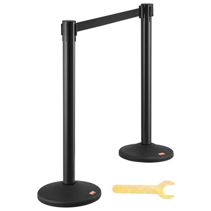 Crowd Control Stanchions, 2-Pack Crowd Control Barriers with 6.5FT Black Retractable Belt, Plastic Stanchion V952-ZGGLZHSSLZX2HXDZWV0