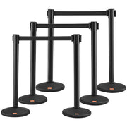Crowd Control Stanchions, 6-Pack Crowd Control Barriers with 3PCS 6.5FT Black Retractable Belts, Plastic V952-ZGGLZHSSLZX6P36AJV0