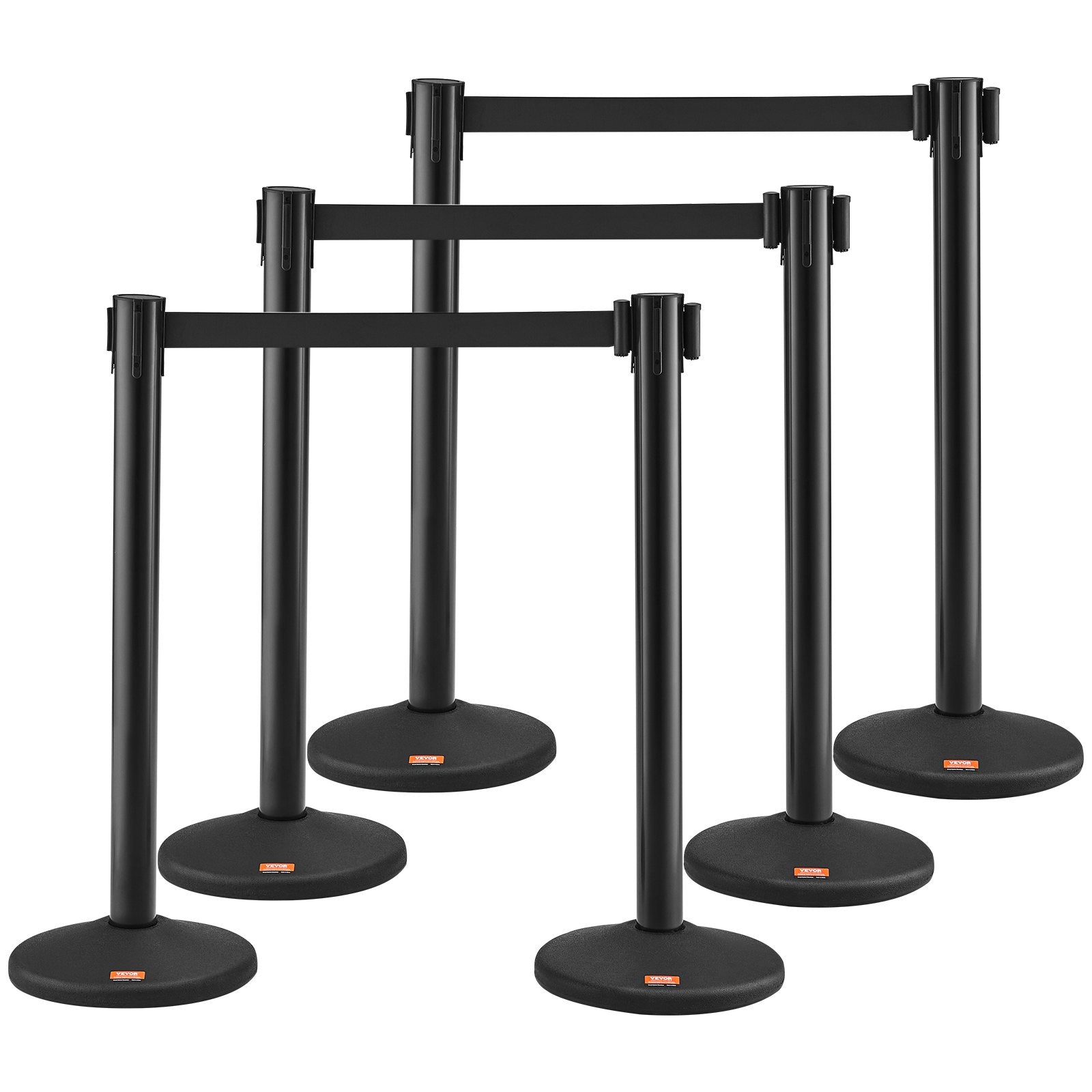 Crowd Control Stanchions, 6-Pack Crowd Control Barriers with 3PCS 6.5FT Black Retractable Belts, Plastic V952-ZGGLZHSSLZX6P36AJV0