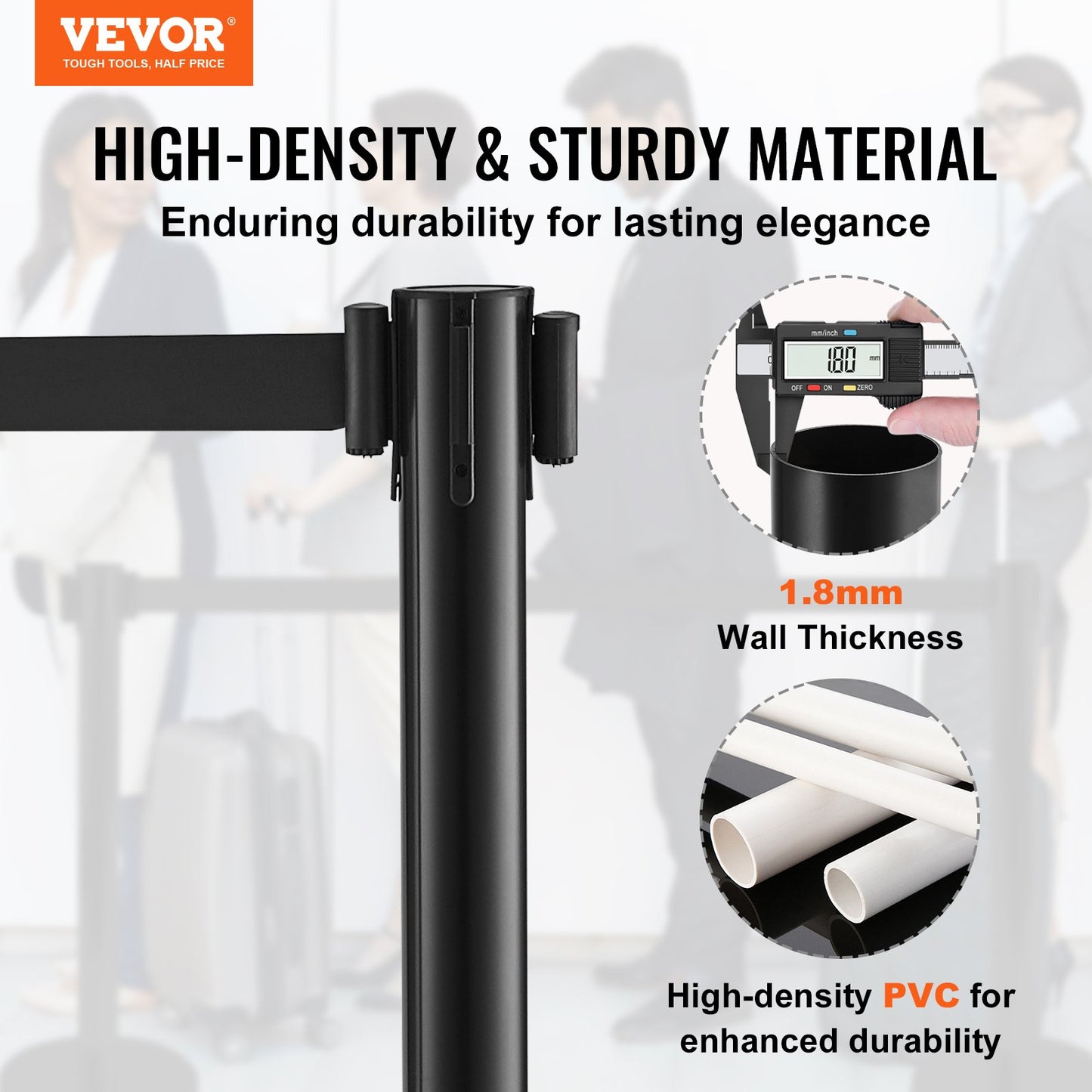 Crowd Control Stanchions, 6-Pack Crowd Control Barriers with 3PCS 6.5FT Black Retractable Belts, Plastic V952-ZGGLZHSSLZX6P36AJV0