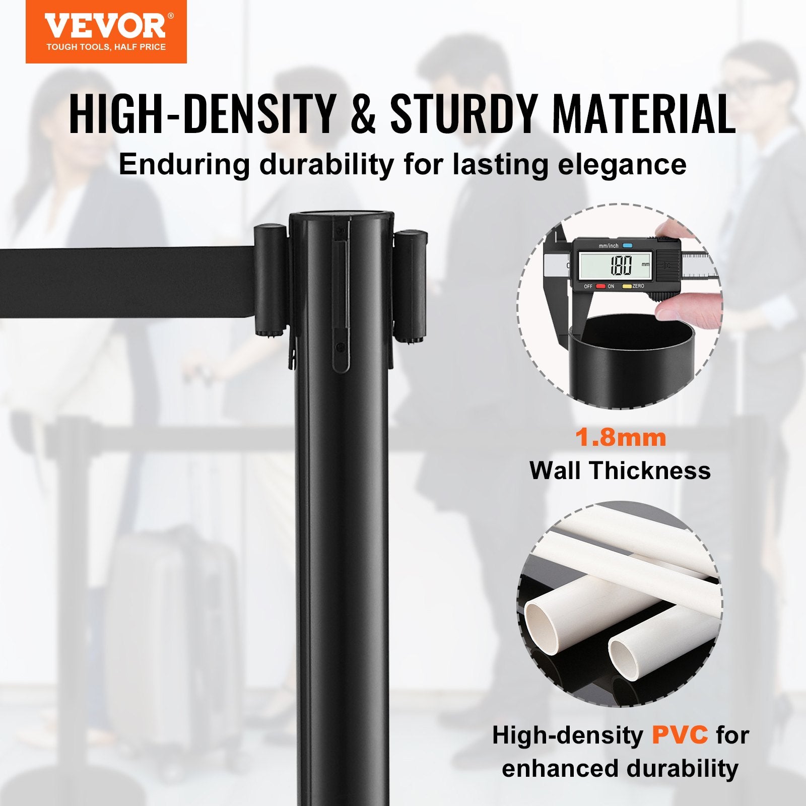 Crowd Control Stanchions, 6-Pack Crowd Control Barriers with 3PCS 6.5FT Black Retractable Belts, Plastic V952-ZGGLZHSSLZX6P36AJV0