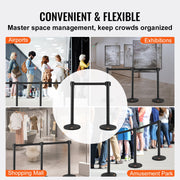 Crowd Control Stanchions, 6-Pack Crowd Control Barriers with 3PCS 6.5FT Black Retractable Belts, Plastic V952-ZGGLZHSSLZX6P36AJV0