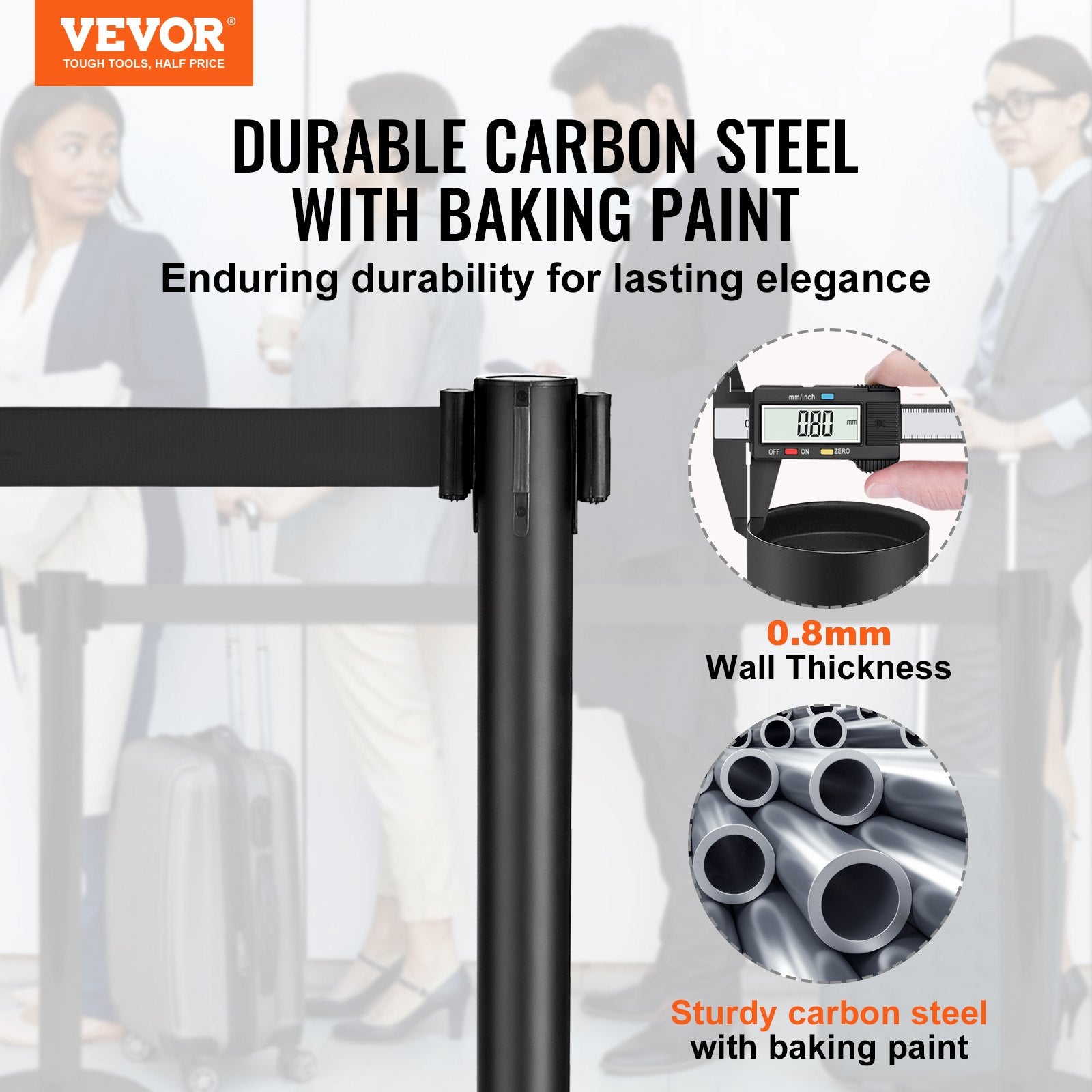 Crowd Control Stanchions, 2-Pack Crowd Control Barriers, Carbon Steel Baking Painted Stanchion Queue Post V952-ZGGLZHSTZX2J6KF5TV0